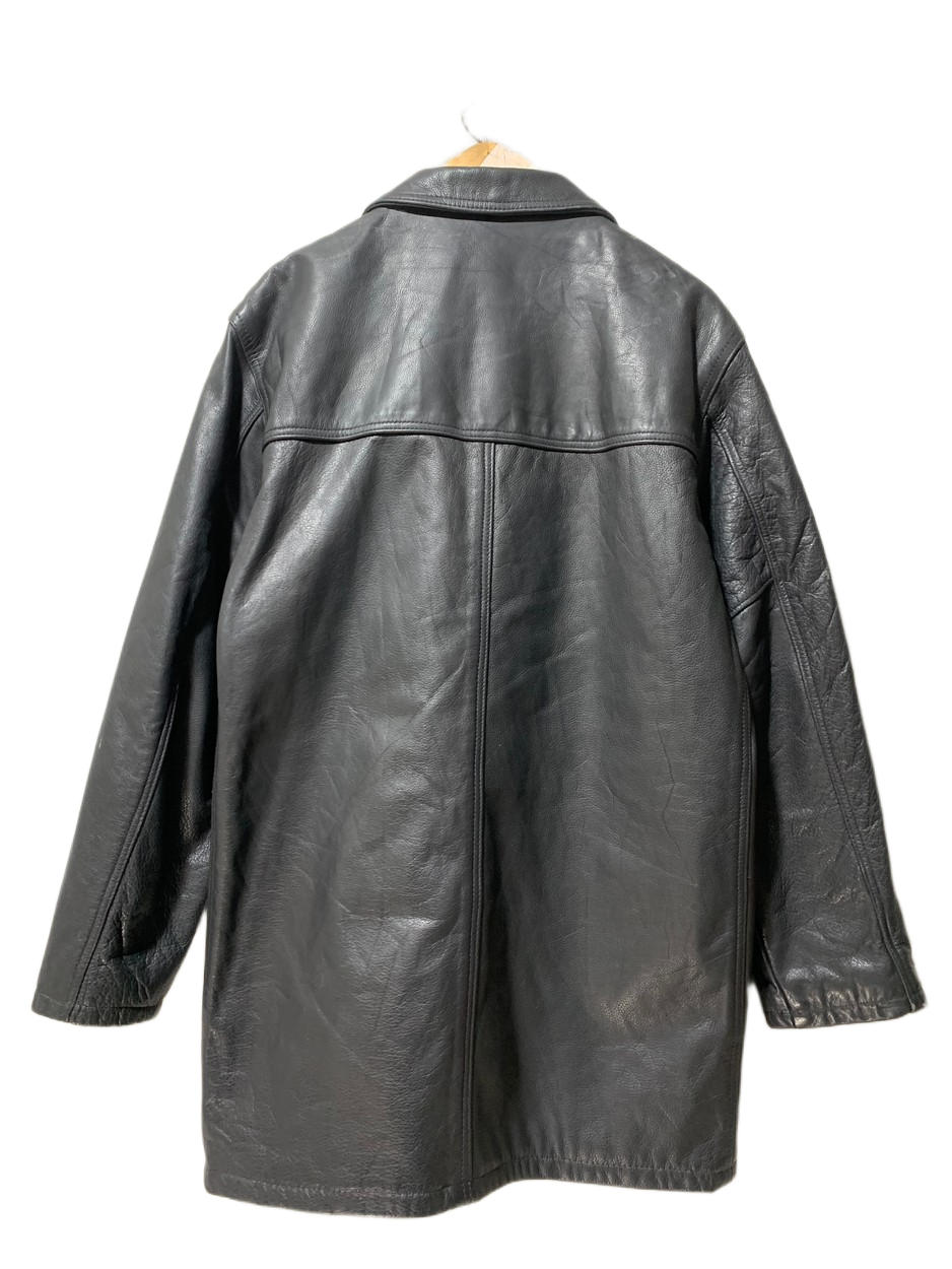Schott Vintage Leather Coat for Men – Large | Classic Heavy-Duty Outerwear