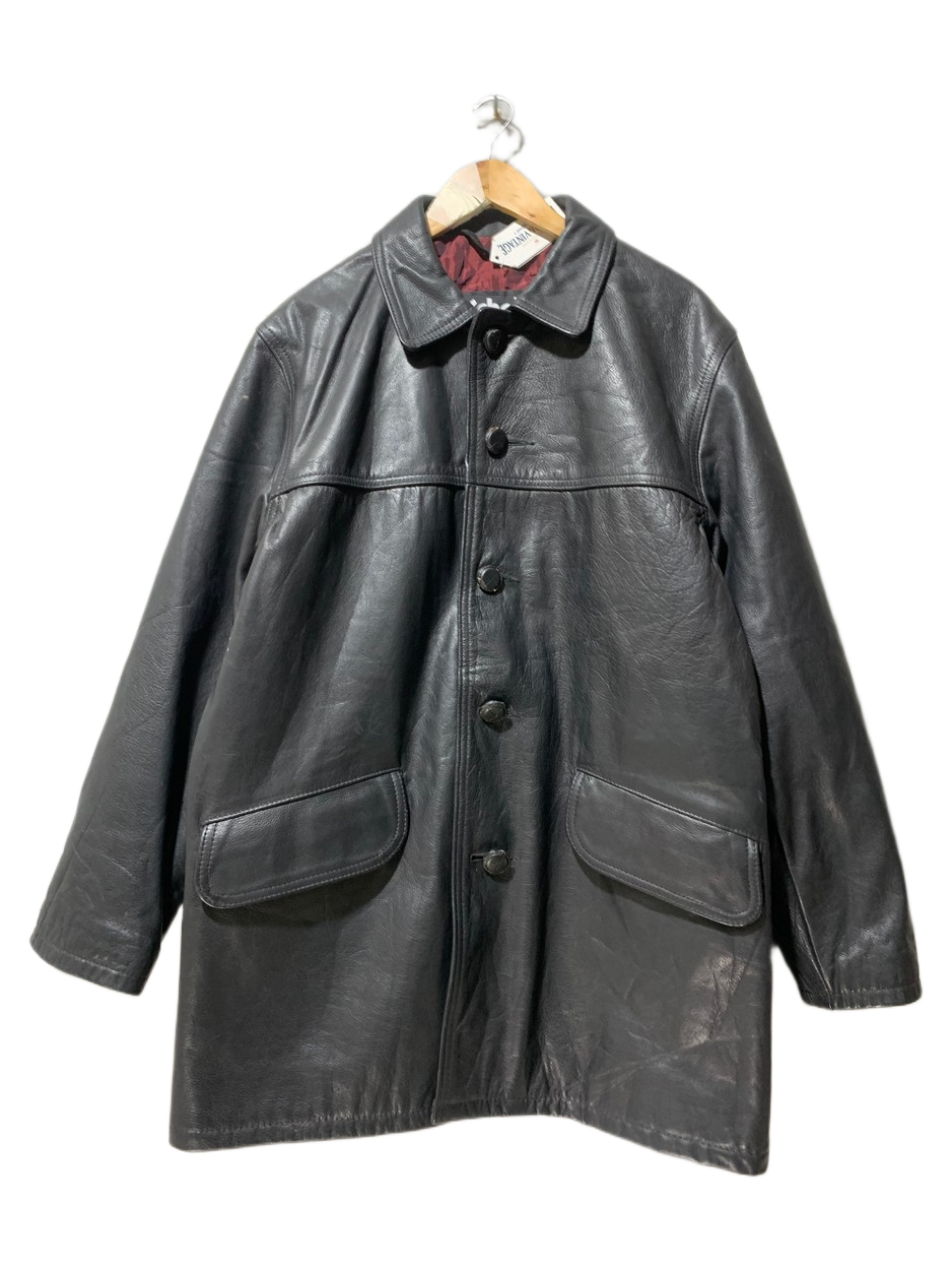 Schott Vintage Leather Coat for Men – Large | Classic Heavy-Duty Outerwear