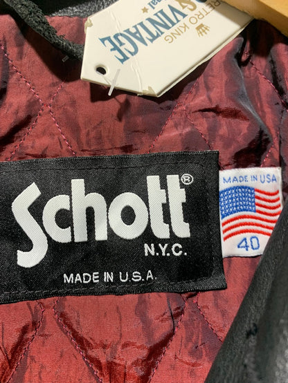 Schott Vintage Leather Coat for Men – Large | Classic Heavy-Duty Outerwear