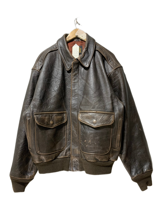 Avirex Vintage Leather Jacket for Men – XL | Classic Military & Workwear Style