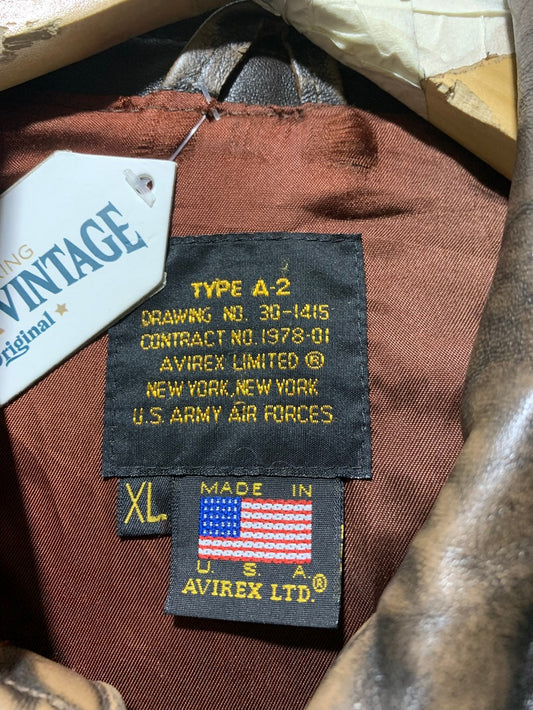 Avirex Vintage Leather Jacket for Men – XL | Classic Military & Workwear Style