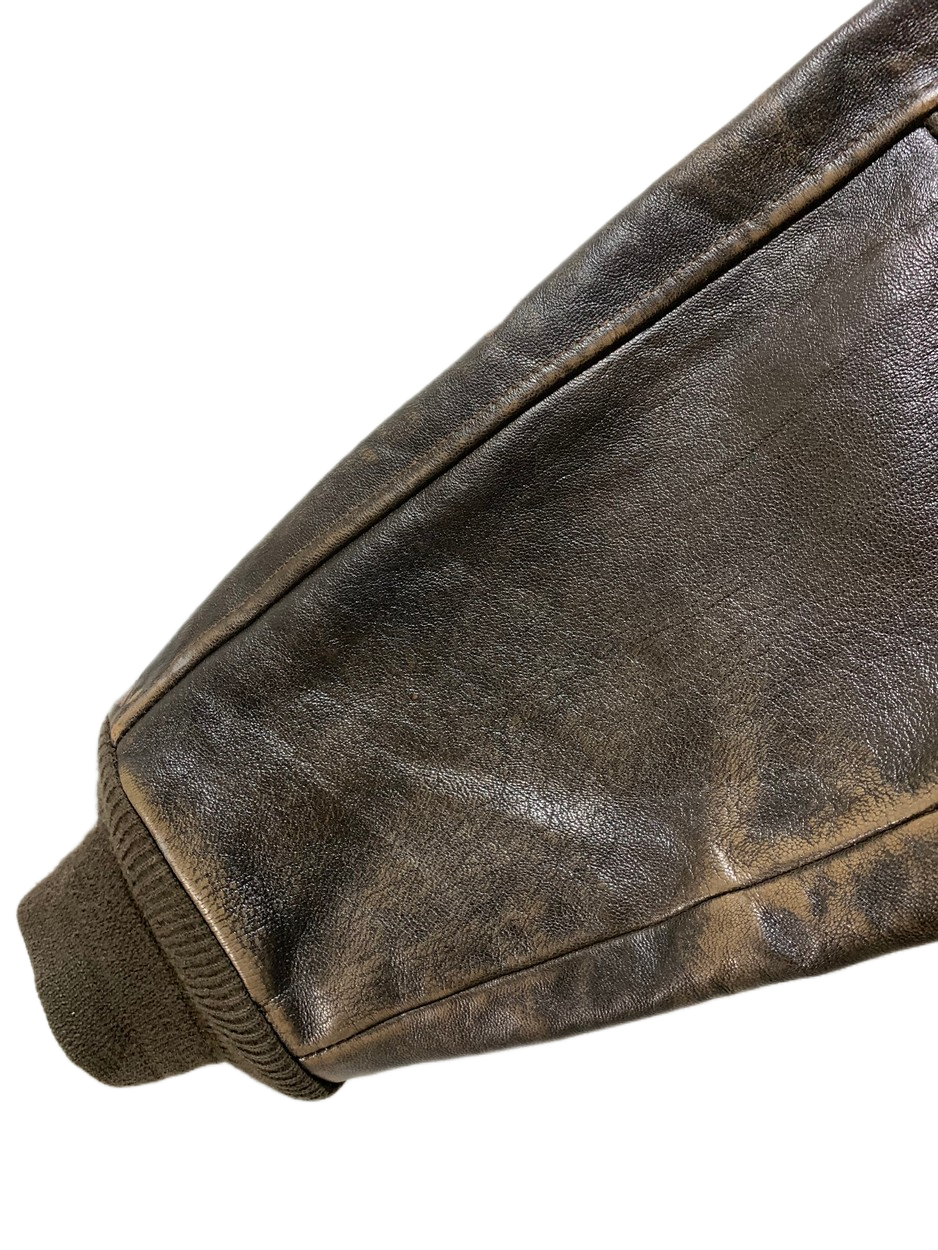 Avirex Vintage Leather Jacket for Men – XL | Classic Military & Workwear Style