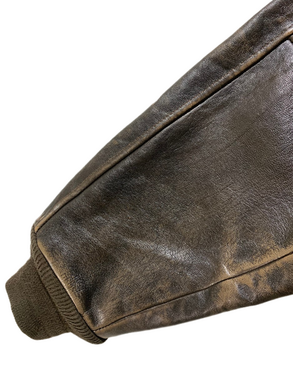 Avirex Vintage Leather Jacket for Men – XL | Classic Military & Workwear Style