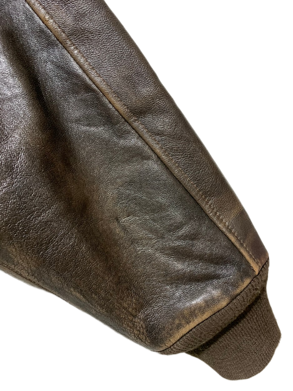 Avirex Vintage Leather Jacket for Men – XL | Classic Military & Workwear Style